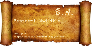 Beszteri Abdiás névjegykártya